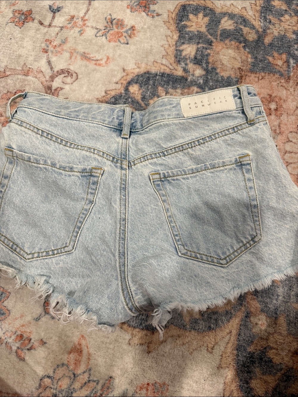 PacSun Light Blue Distressed High-Rise Denim Shorts - Picture 3 of 3